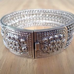 SAMUEL B .925 SILVER WOVEN BRACELET, signed, and stamped. 62 Grams.